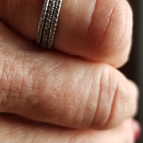 (3) Half Eternity Stacking Diamond Rings - Picture 3 of 3